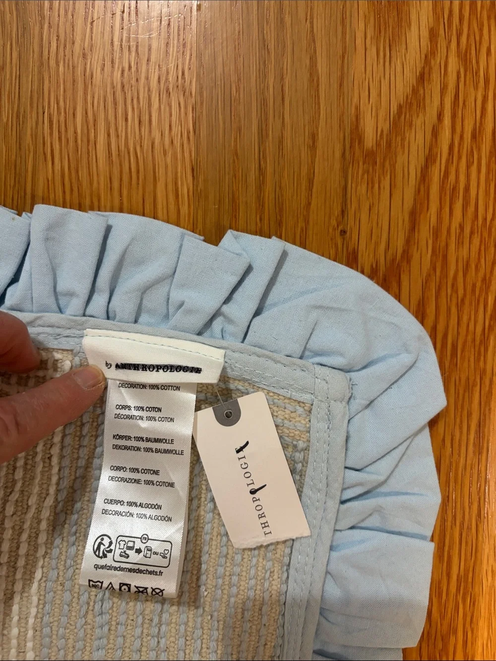 Anthropologie Ruffled Stripe Tufted Bath Mat NWT